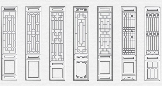 赵西垸林场常用中式仿古花窗图案隔断设计图