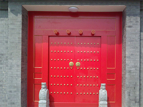 赵西垸林场中国传统四合院系列朱红色中式木制大门木作